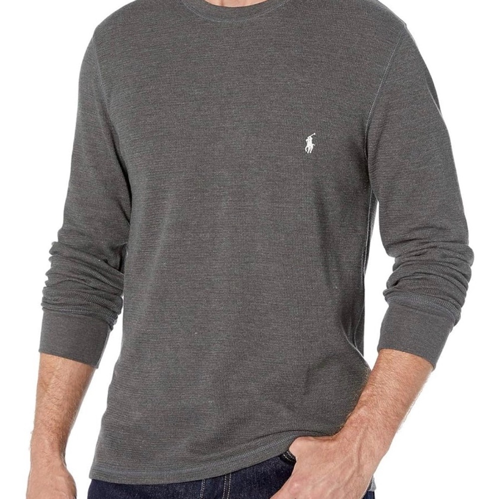 Polo Ralph Lauren Waffle Knit Men’s Thermal Henley XL Grey Muscle Dadcore